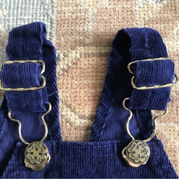 Vintage OshKosh B’gosh Sz 12 M Navy Blue Corduroy Vestbak Overalls Made in USA - Picture 4 of 16